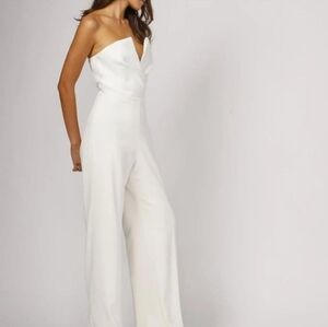 Jay Godfrey Dawson Notched Strapless Jumpsuit: White